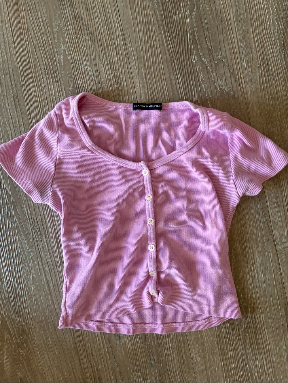 Brandy Melville Light Pink Ribbed Button-Up 👚 shirt